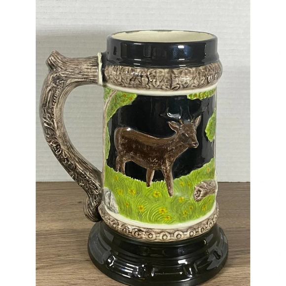 Vintage Germany Ceramic Man Deer Unbranded Tall Beer Stein Mug Hand Painted - Picture 8 of 12